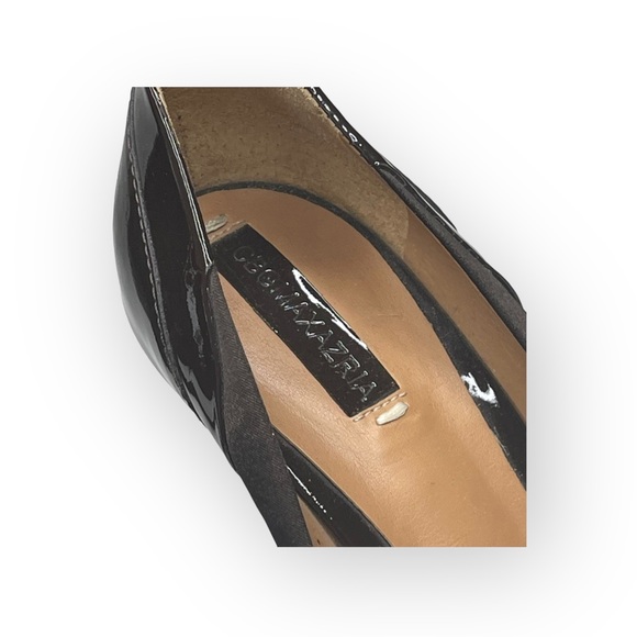 BCBG MaxAzria ஐ Shiny Patent Leather + Satin Pumps ஐ Carved Heel ꕥ Cocoa 8.5M ꕥ - Picture 10 of 16